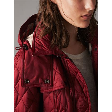 burgundy burberry quilted jacket with detachable hood|Designer Quilted Jackets for Women .